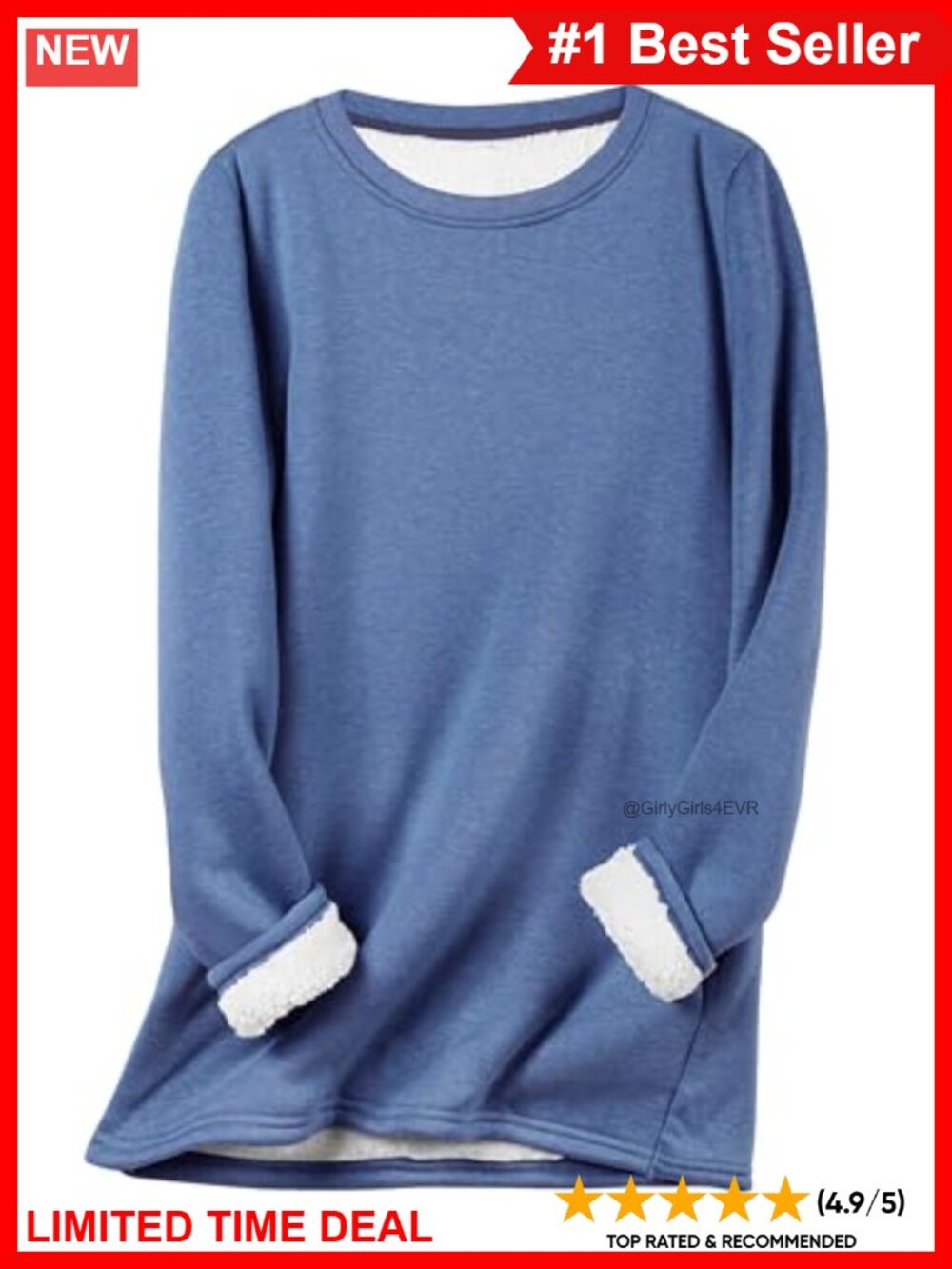 Sherpa Fleece Lined Crewneck Pullover Sweatshirt Long Sleeve